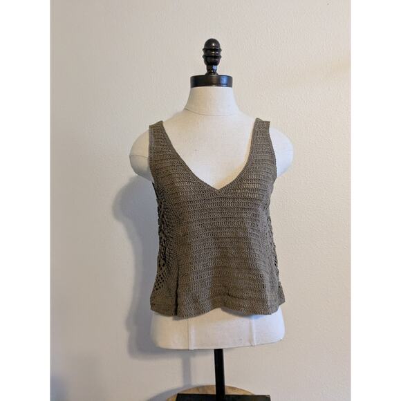 Massimo Dutti crochet green tank crop top size s - Picture 1 of 6